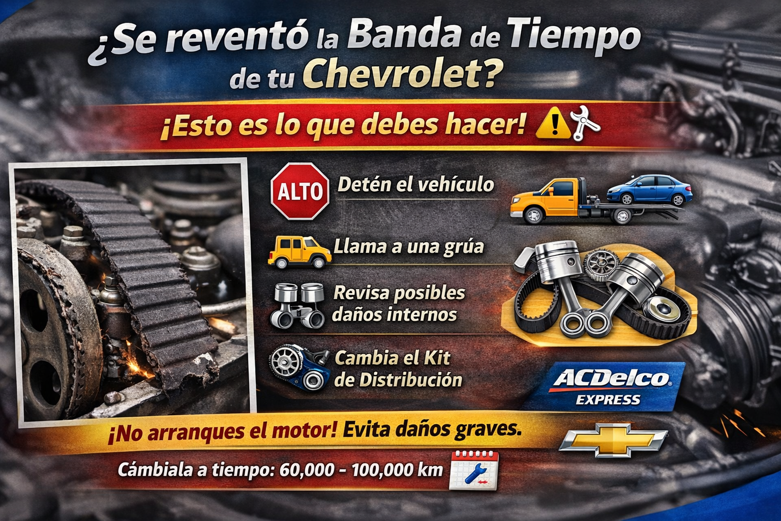 ¿Se reventó la banda de tiempo de tu Chevrolet? Esto es lo que debes hacer